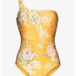 NWT ZIMMERMAN Amelie floral-print one-shoulder swimsuit